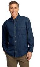 Port & Company® Adult Unisex Long Sleeve Value 6.5-ounce 100% Cotton Denim Shirt